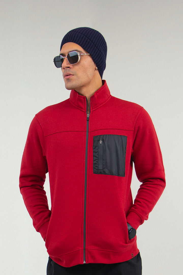 Mockneck Zipper Maroon