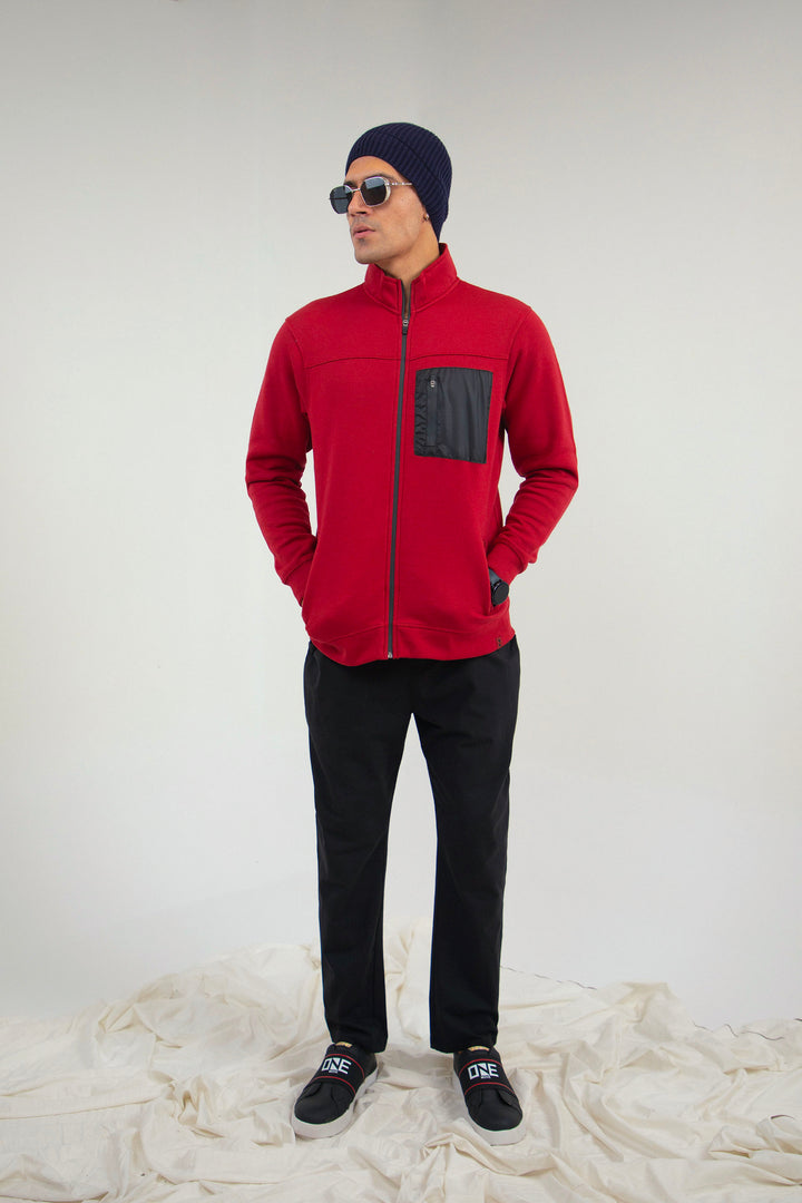 Mockneck Zipper Maroon