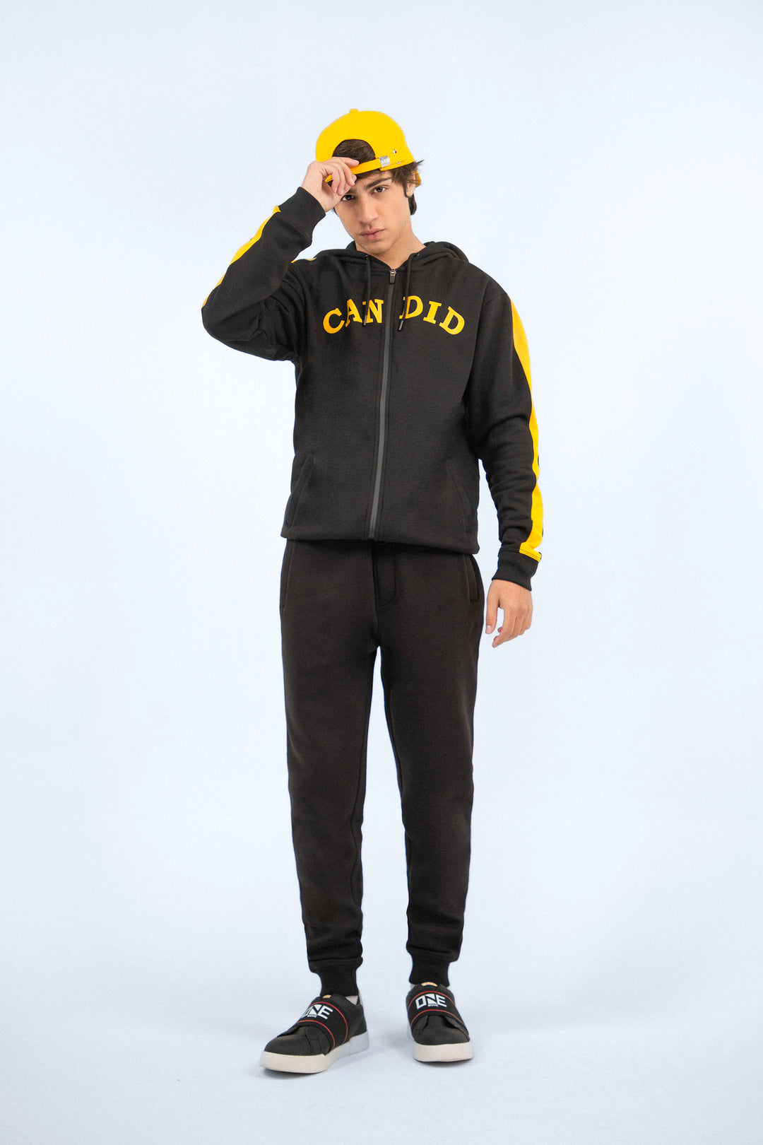 Panel Zipper Hoodie Black