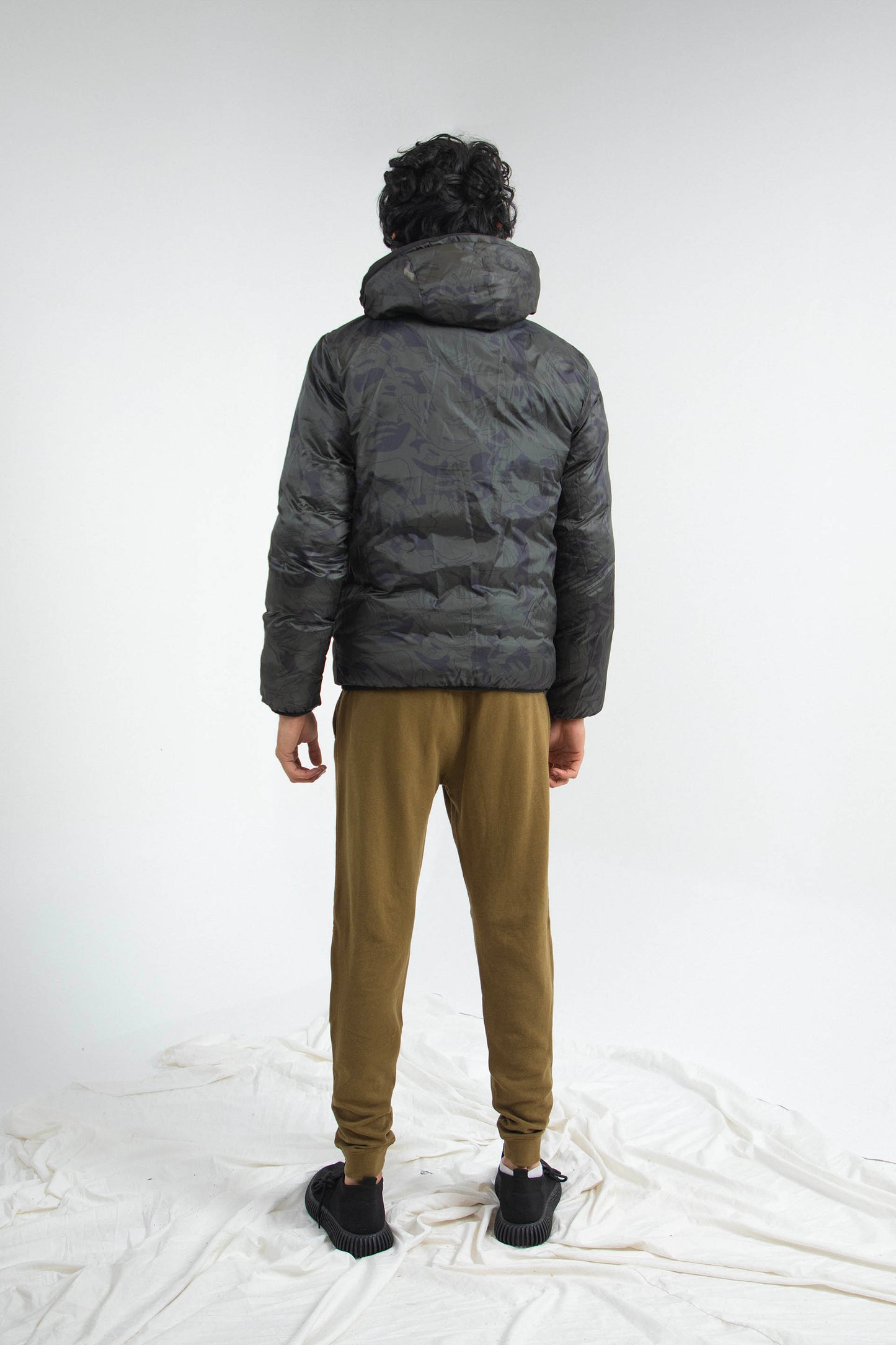 Convertible Puffer Jacket Black Camo