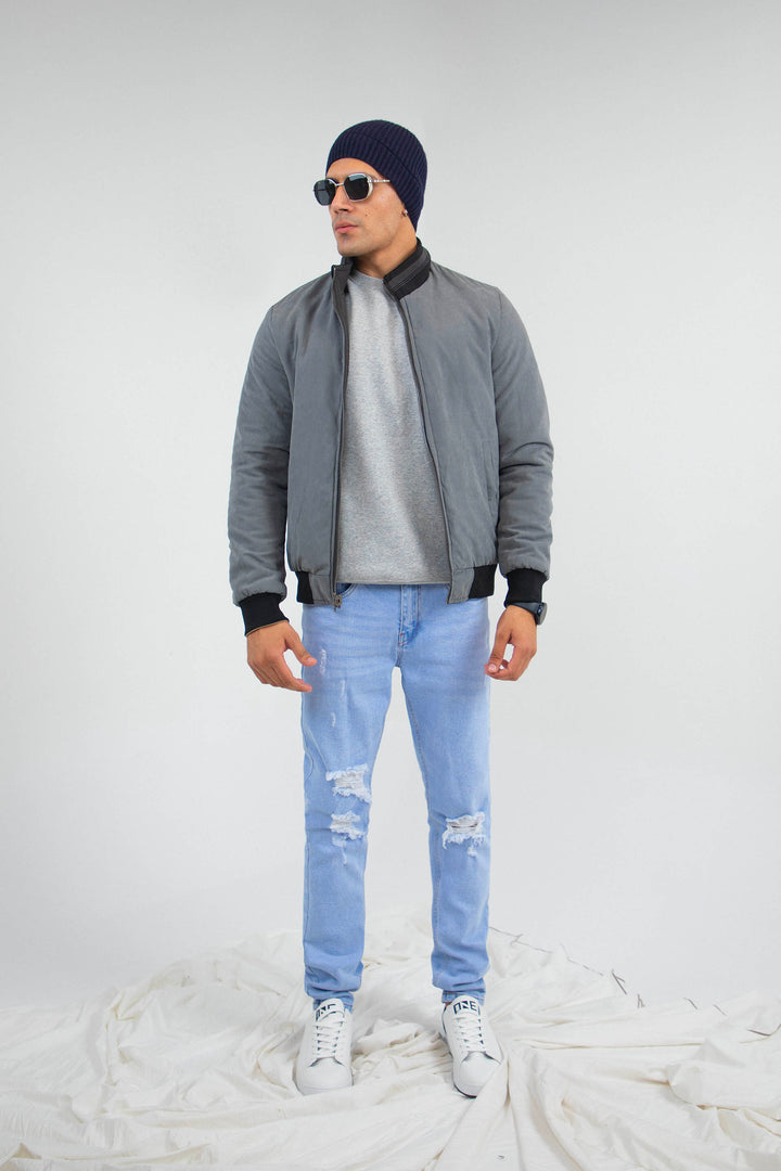 Convertible Bomber Jacket Grey/Blue