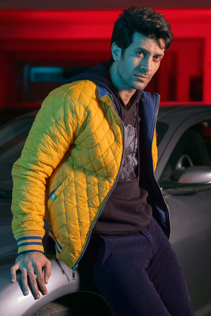 Convertible Bomber Jacket Navy/Yellow