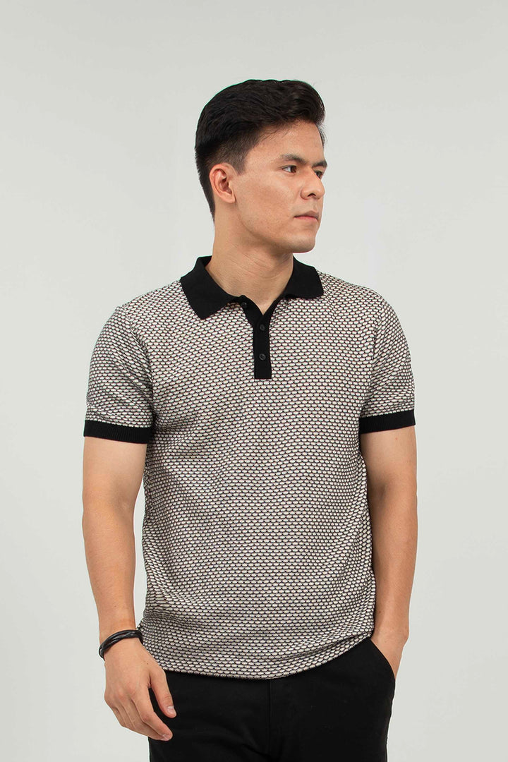 Knitted Polo Black/Beige