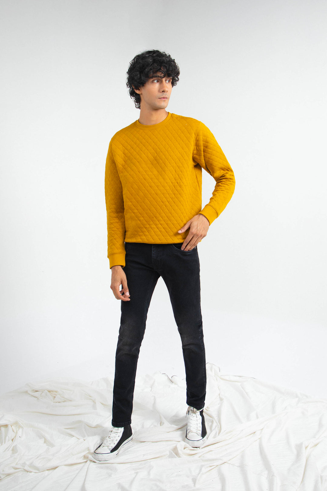 Quilted Sweatshirt Mustard