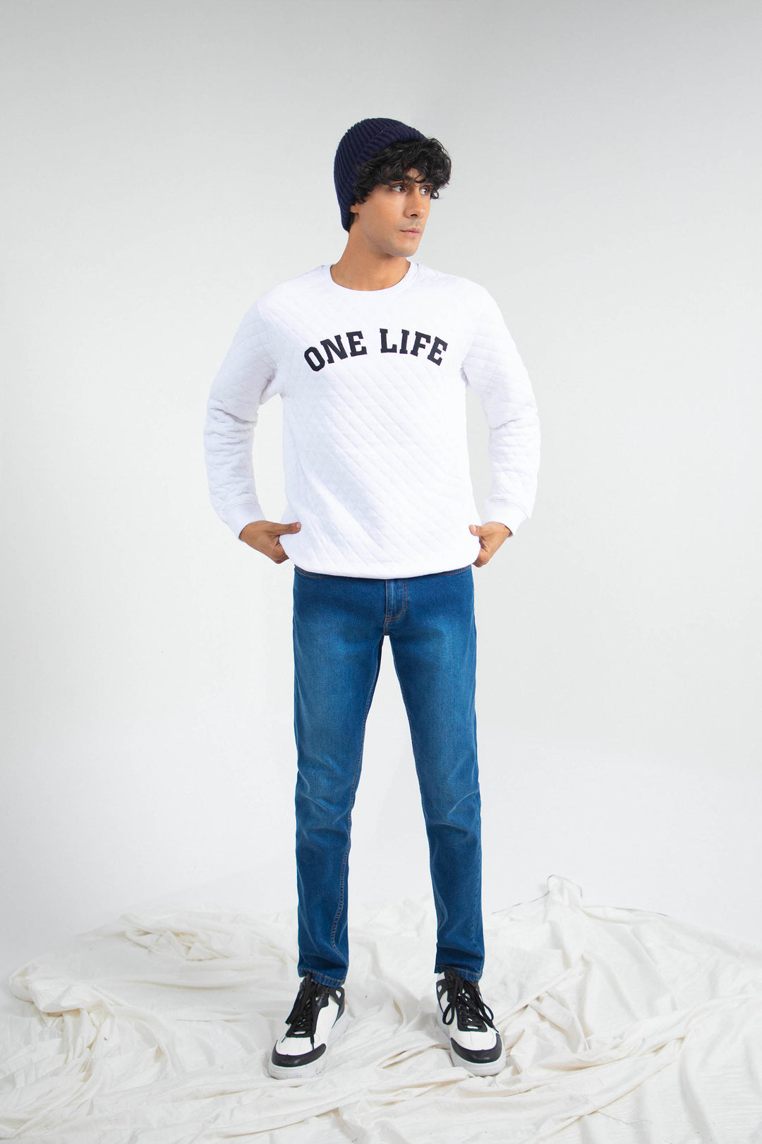 Quilted Sweatshirt White