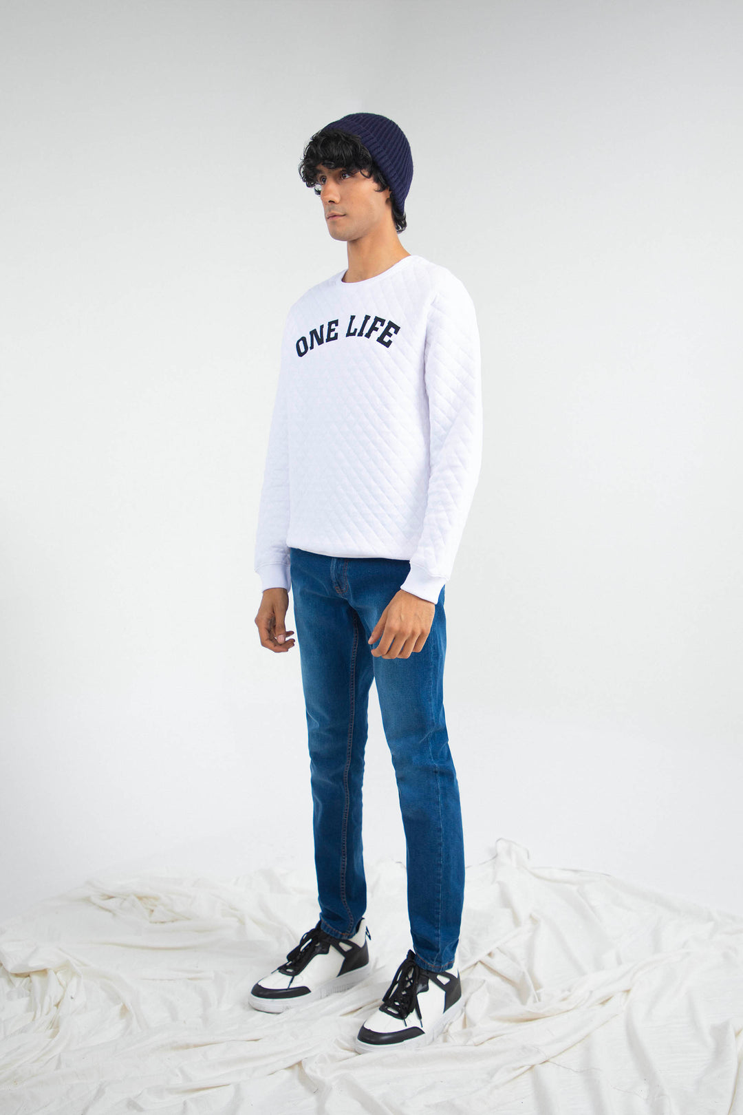 Quilted Sweatshirt White