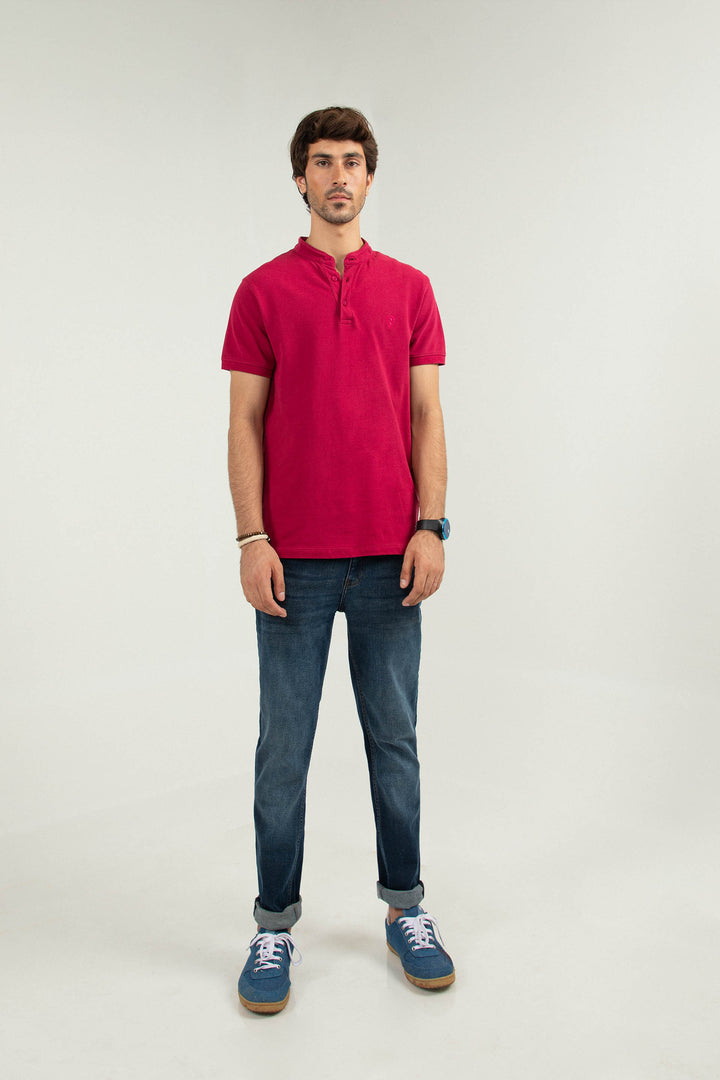 Ban Collar Polo Plum