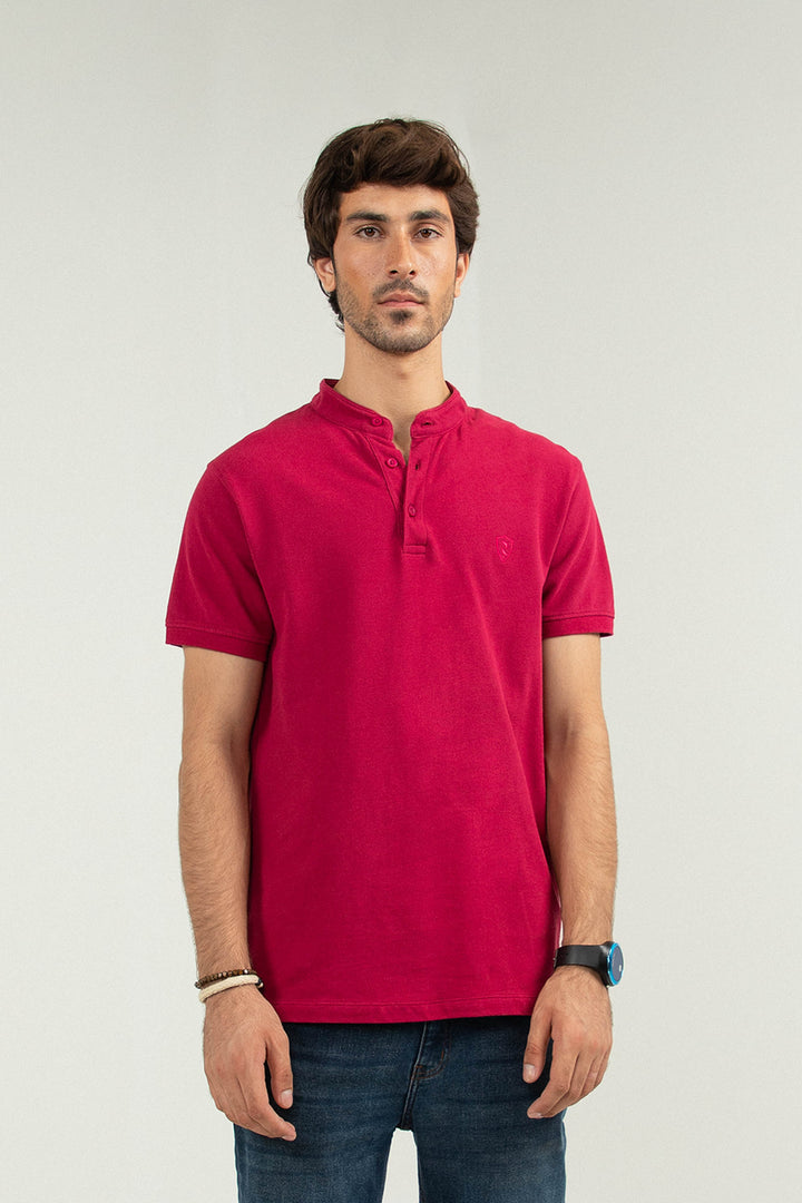 Ban Collar Polo Plum