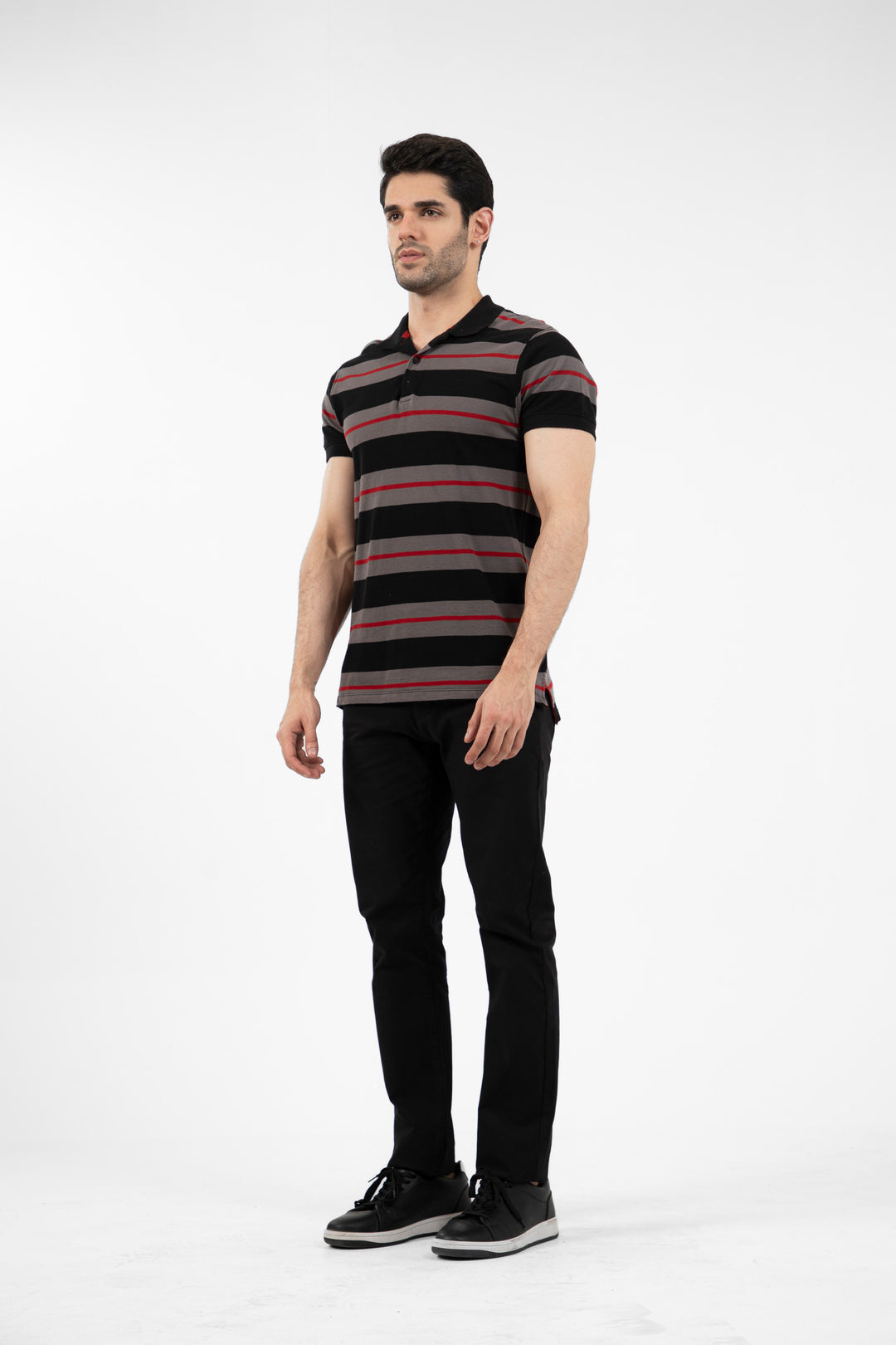 Stripe Polo Black/Grey