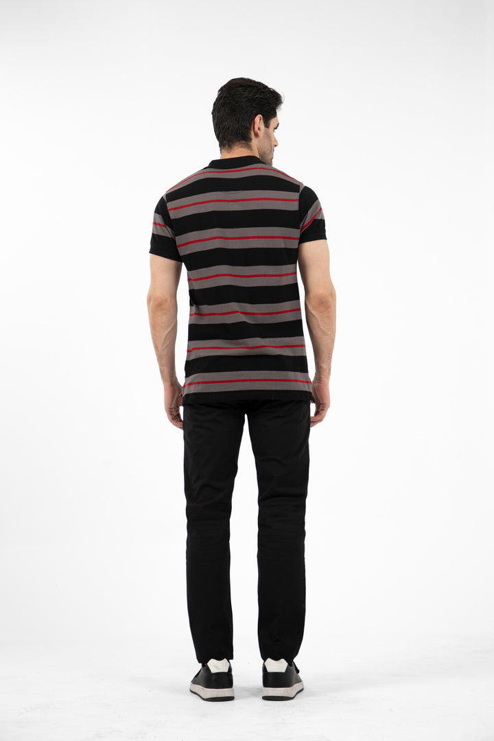 Stripe Polo Black/Grey