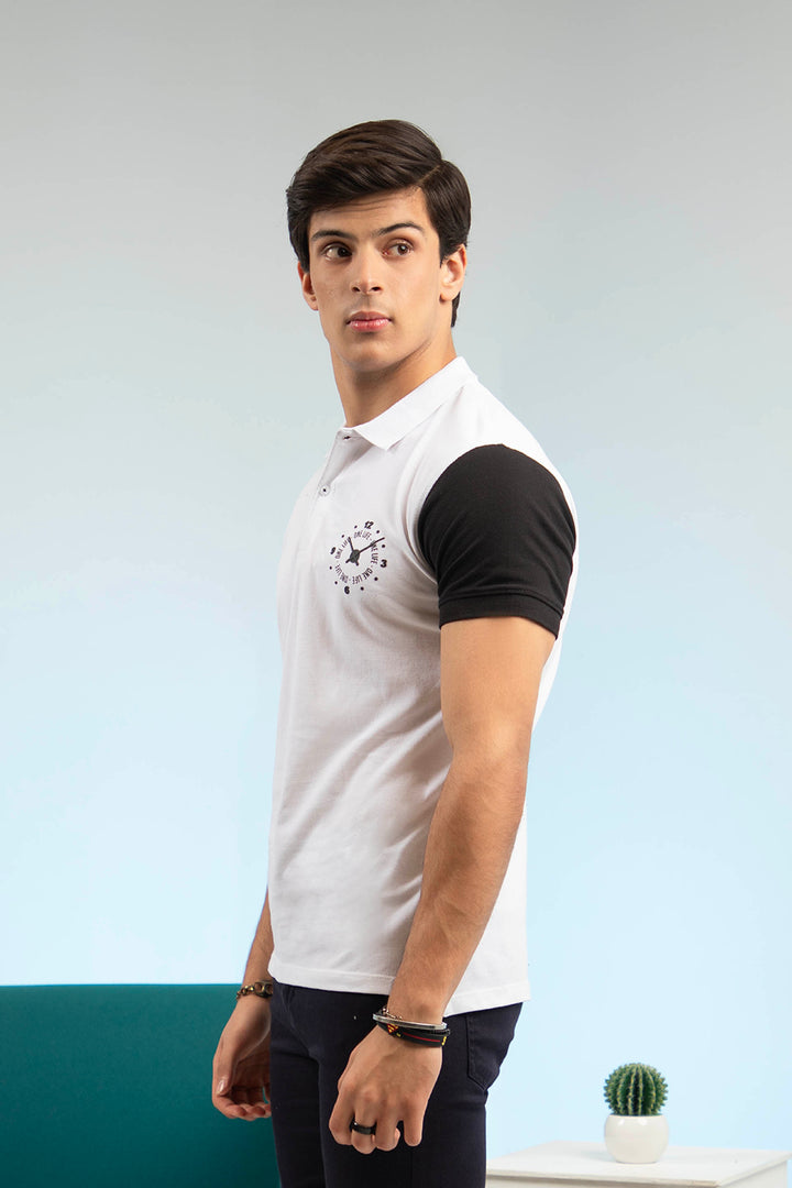 Contrast Polo Black/White