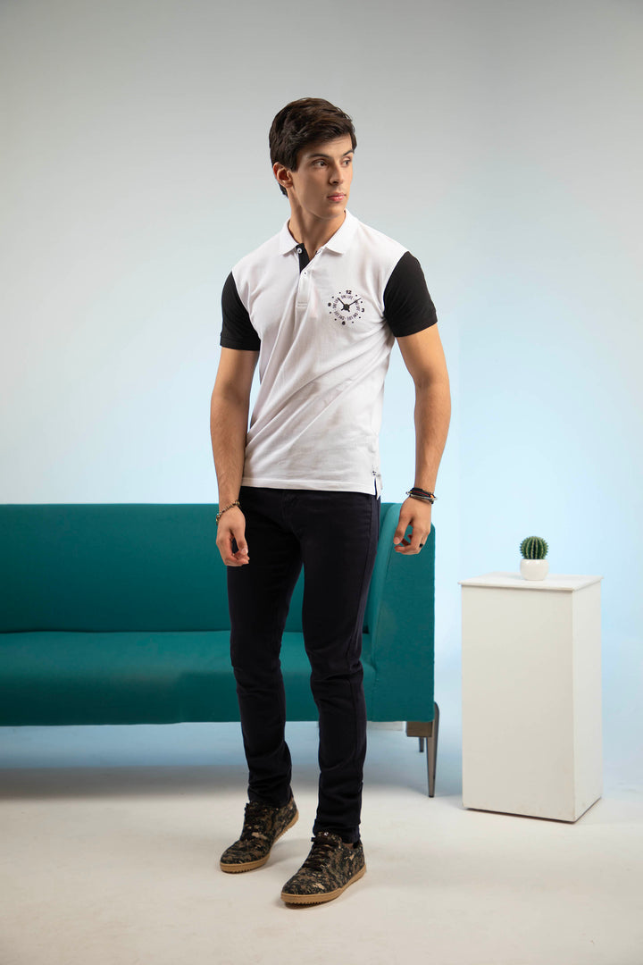 Contrast Polo Black/White