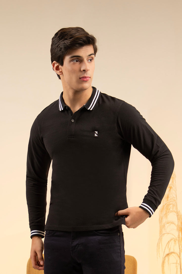 Tipped Polo Black