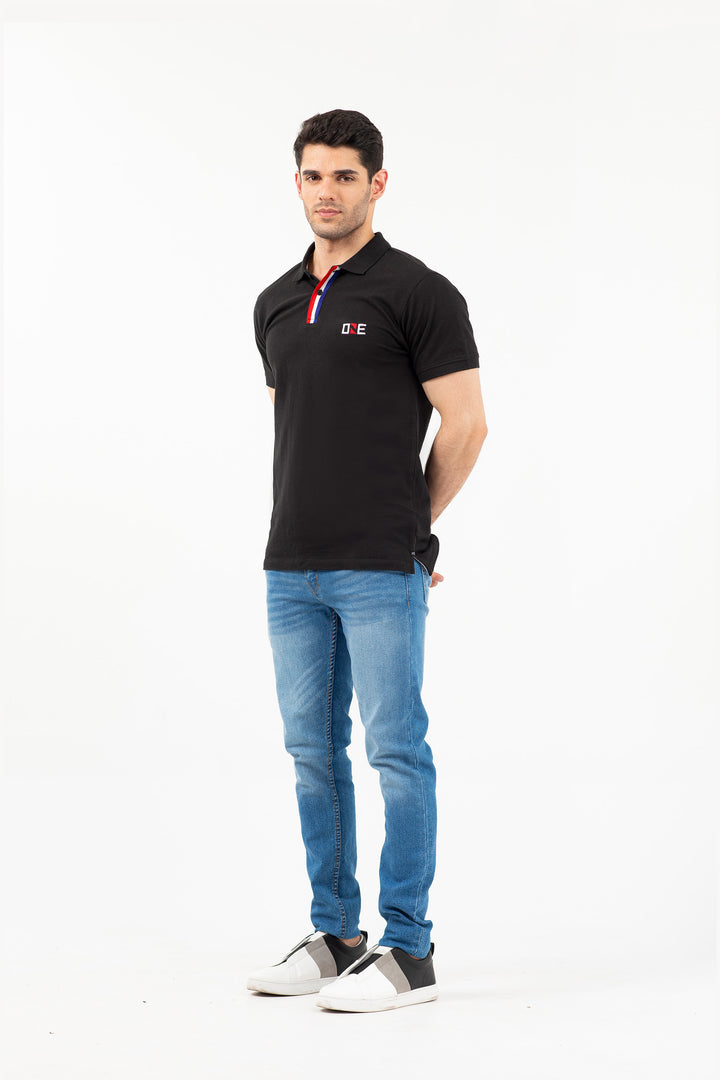 Contrasting Polo Black