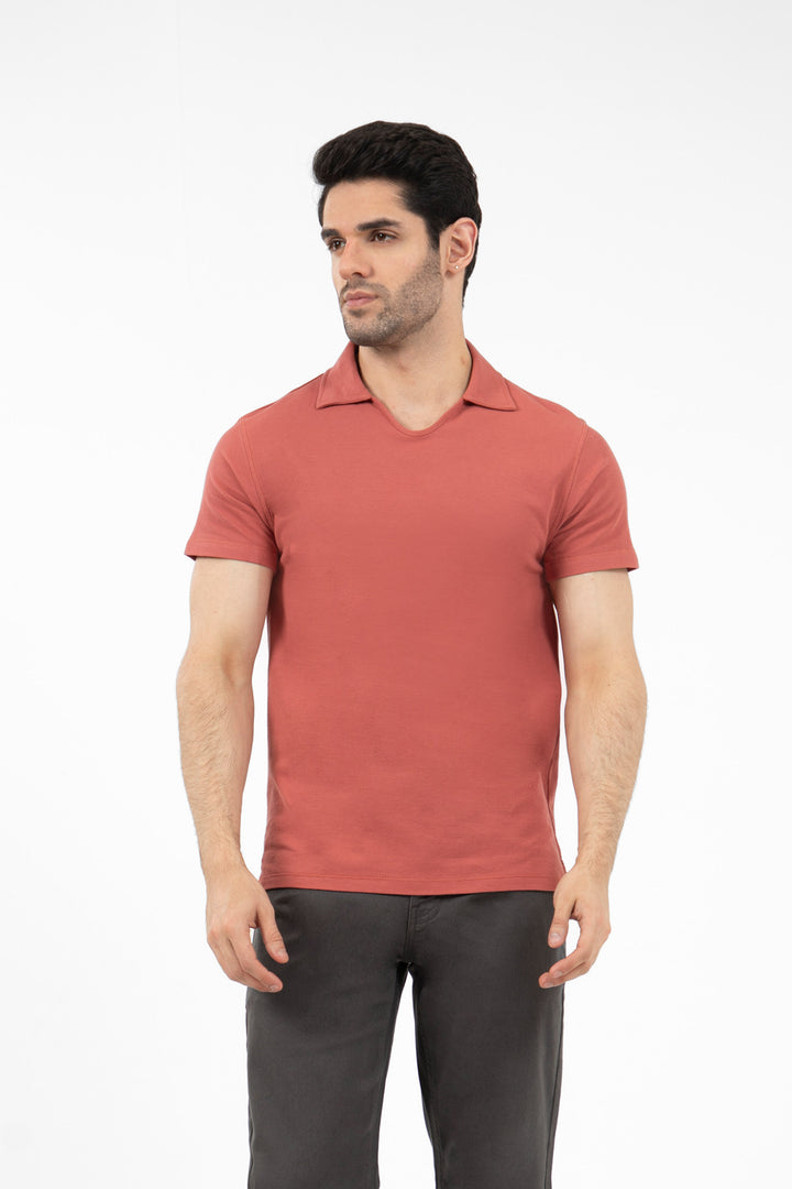 V-neck Polo Pink