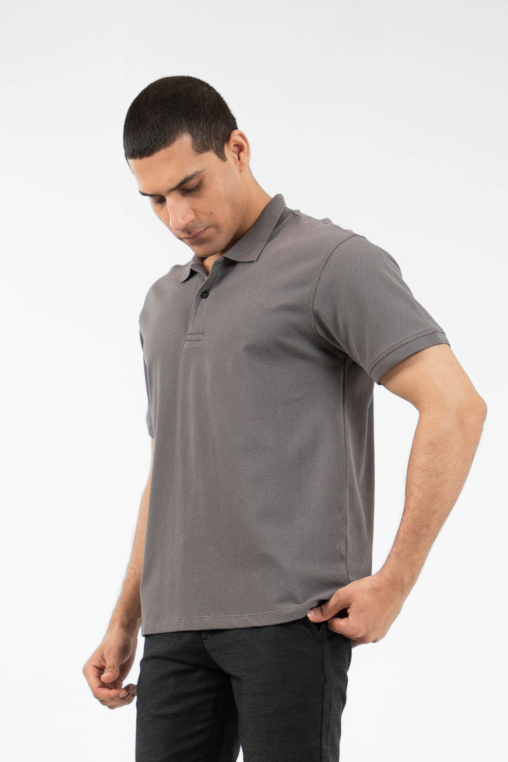 Textured Polo Grey