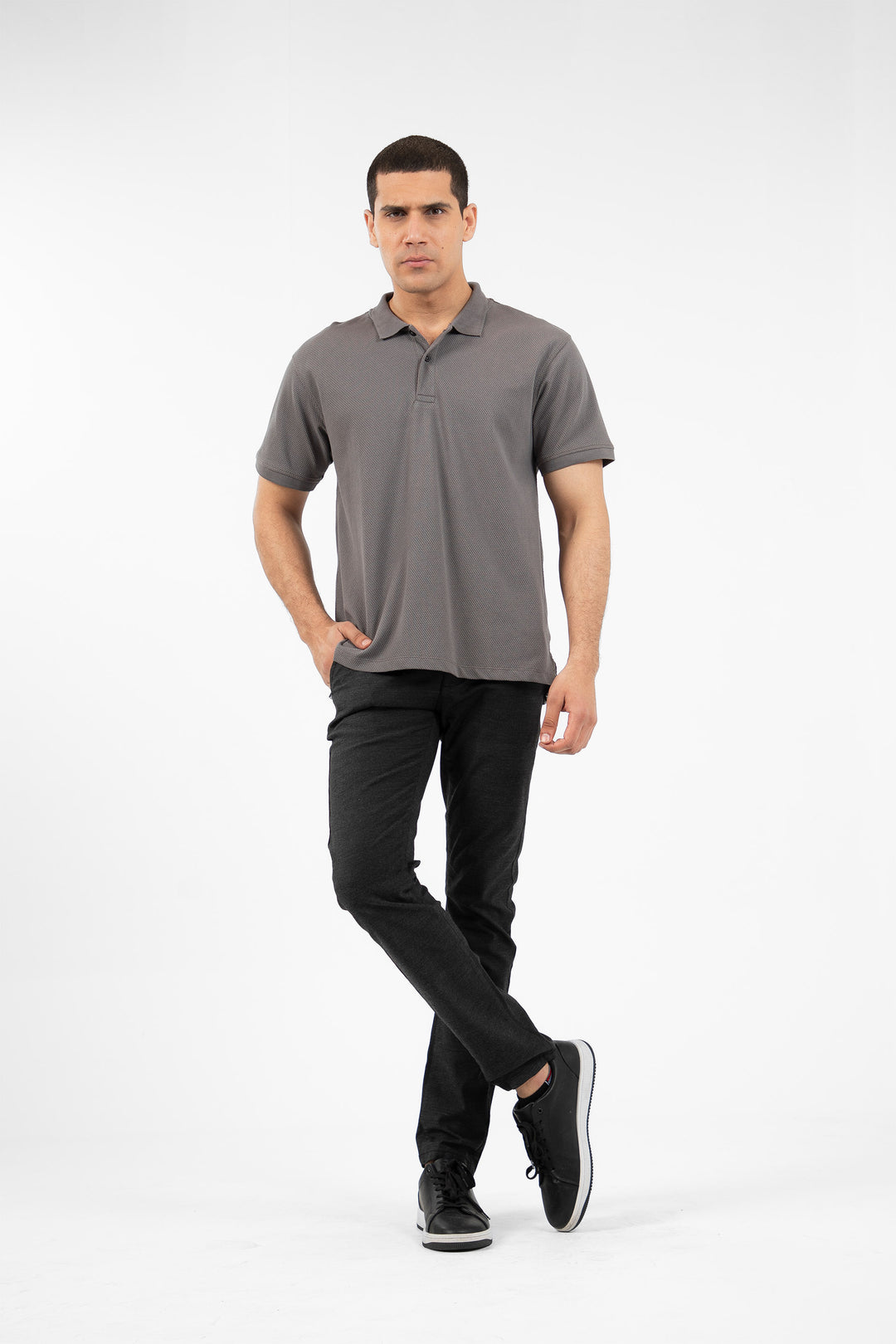 Textured Polo Grey