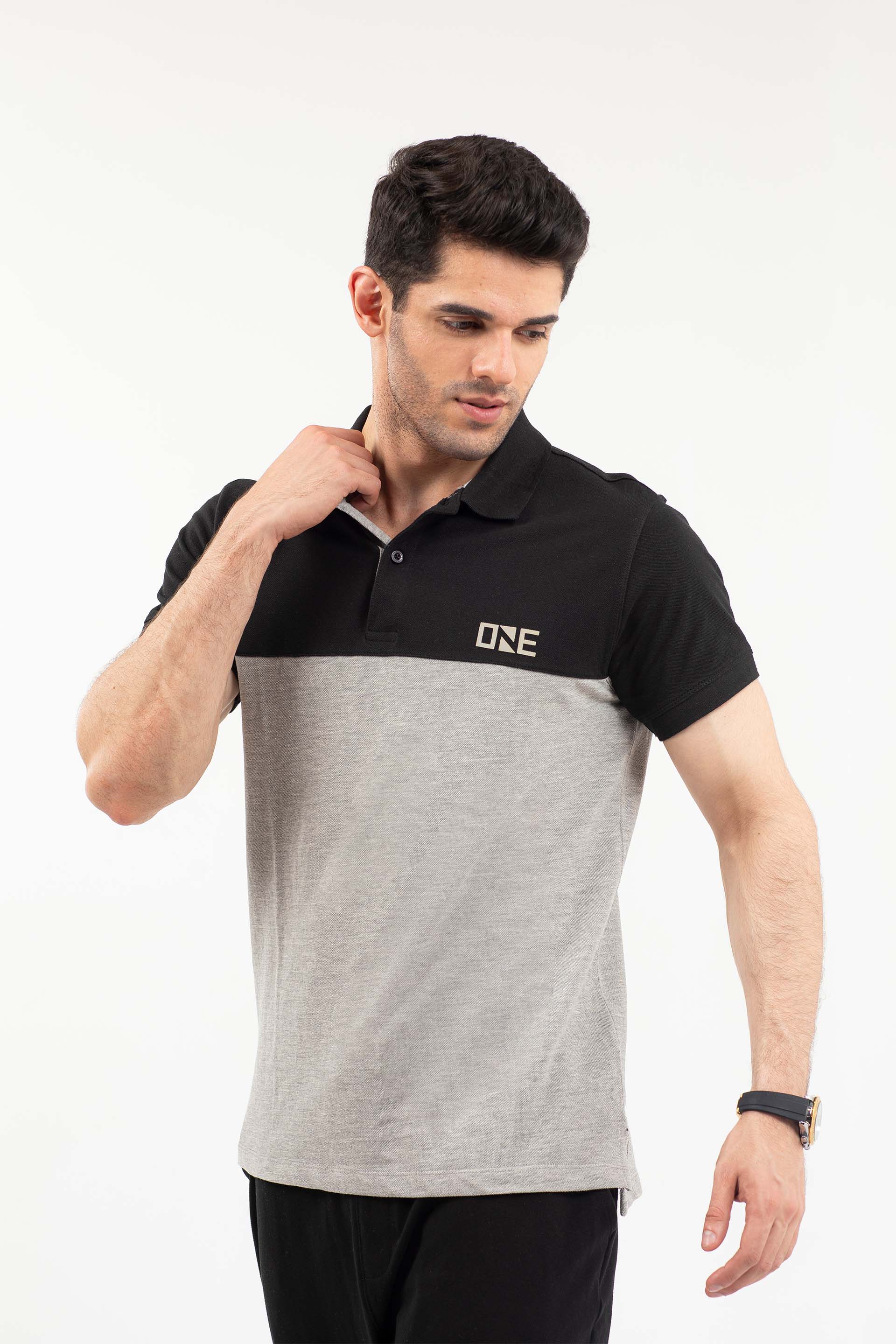 Contrasting Polo Black/Grey