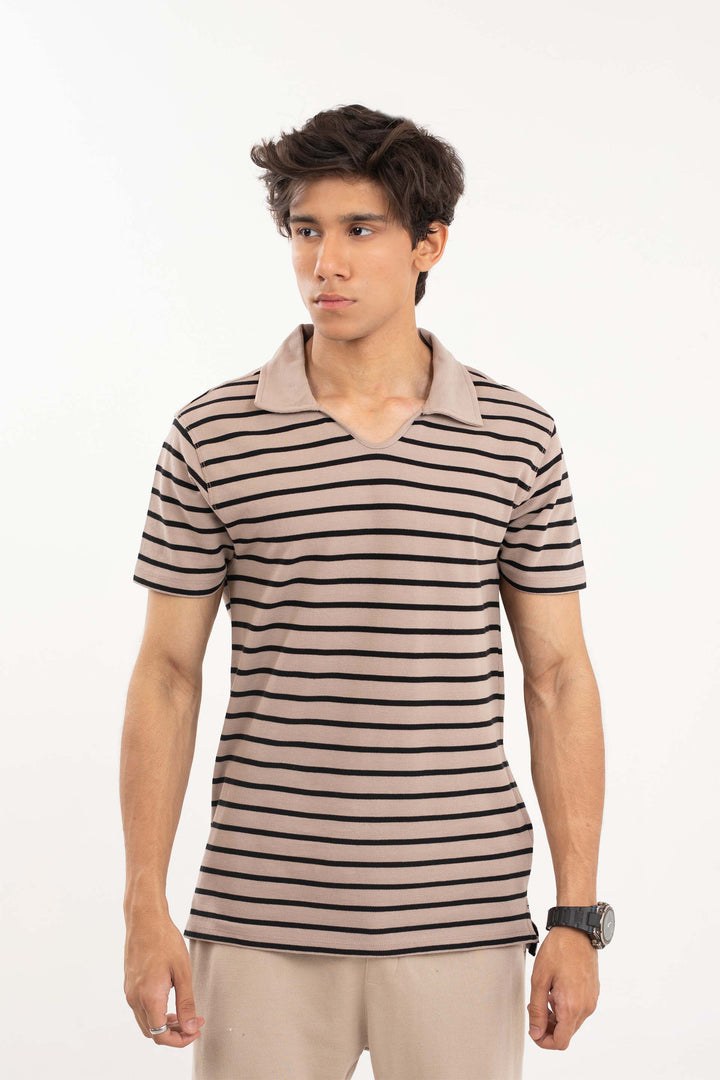 Stripe Polo Black/Grey