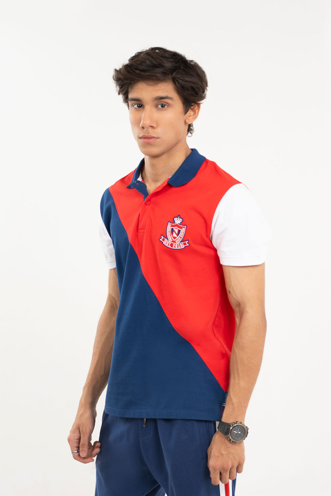 Diagonal Polo Navy/Red