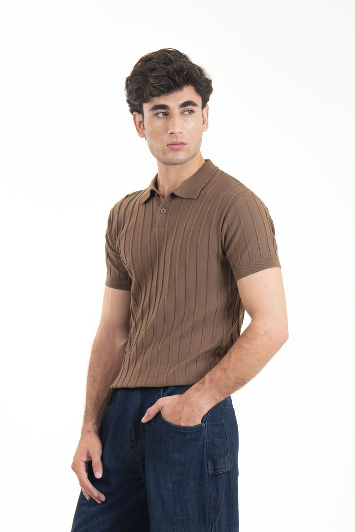 Textured Sweater Knit Polo