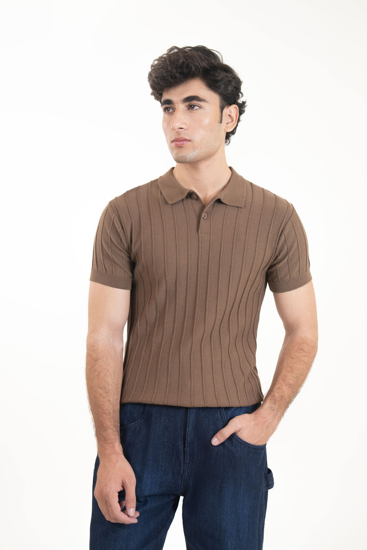 Textured Sweater Knit Polo