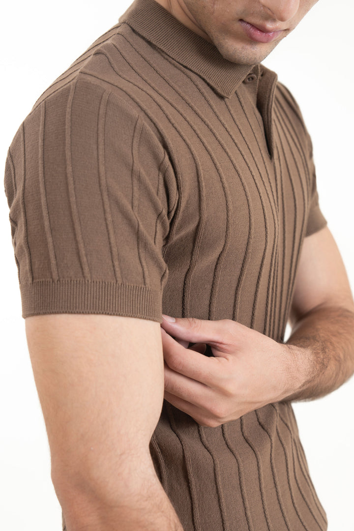 Textured Sweater Knit Polo