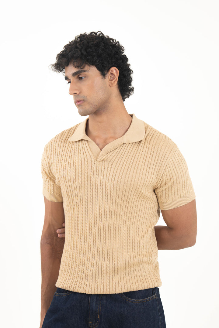 Textured Sweater Knit Polo