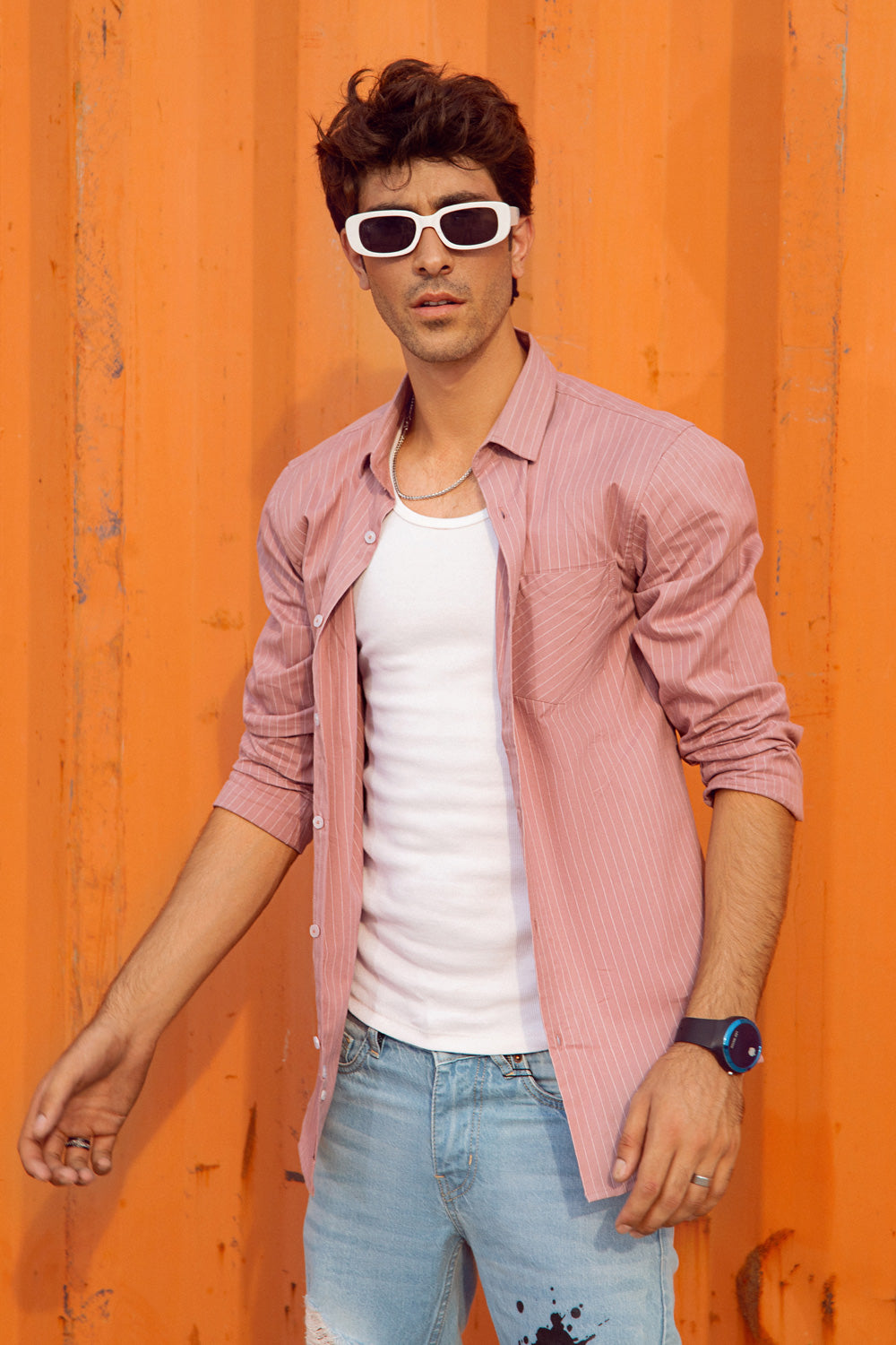 Pin-Stripe Shirt Pink