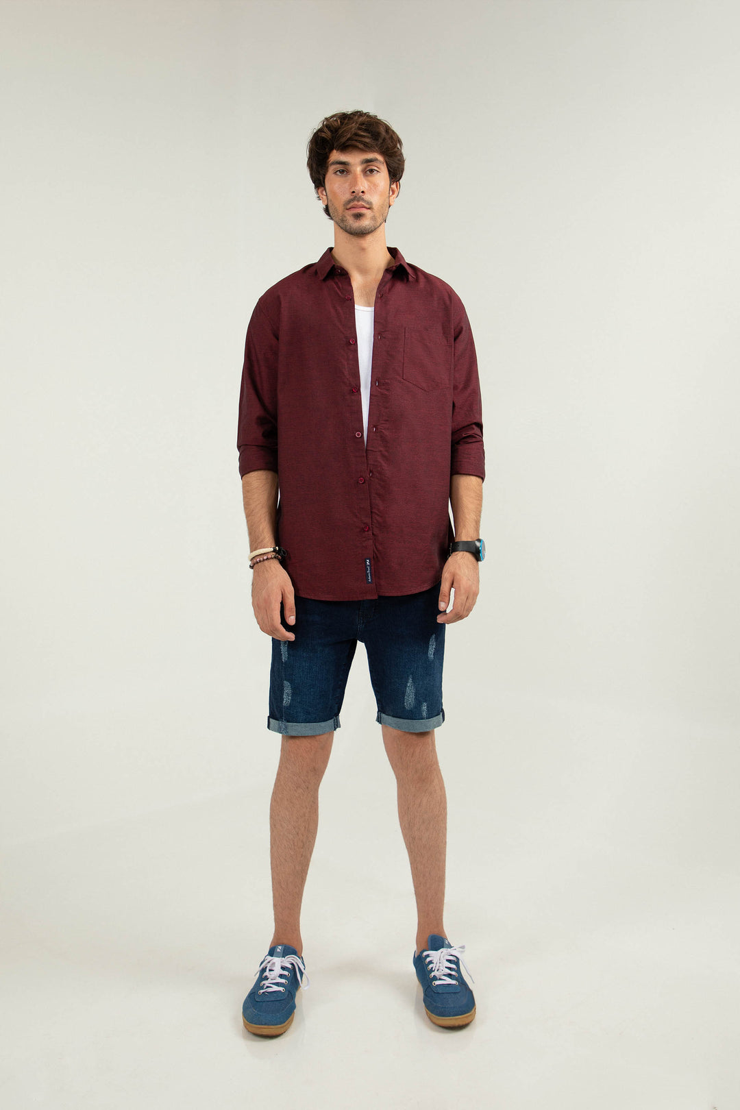 Textured Shirt Maroon