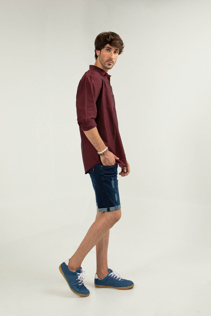 Textured Shirt Maroon