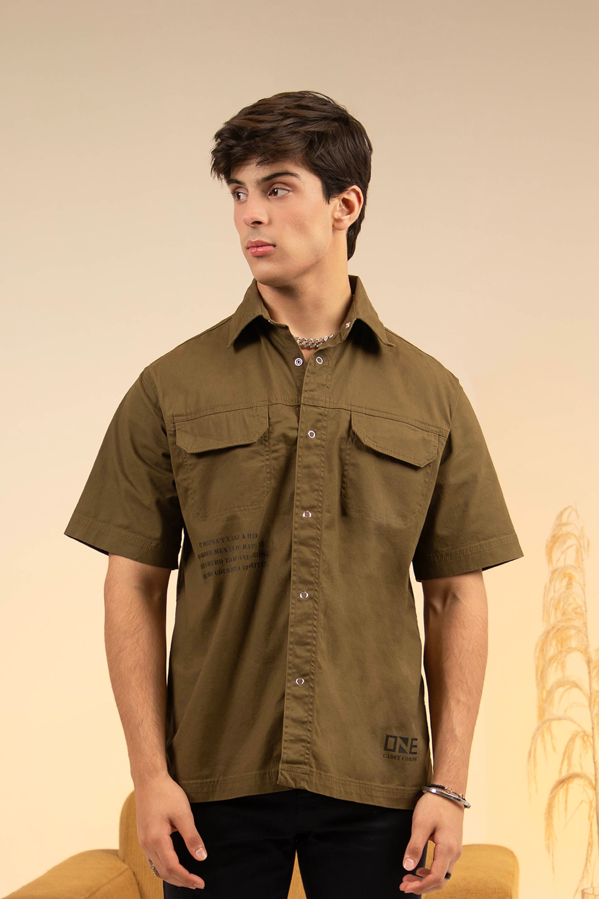 olive military shirt