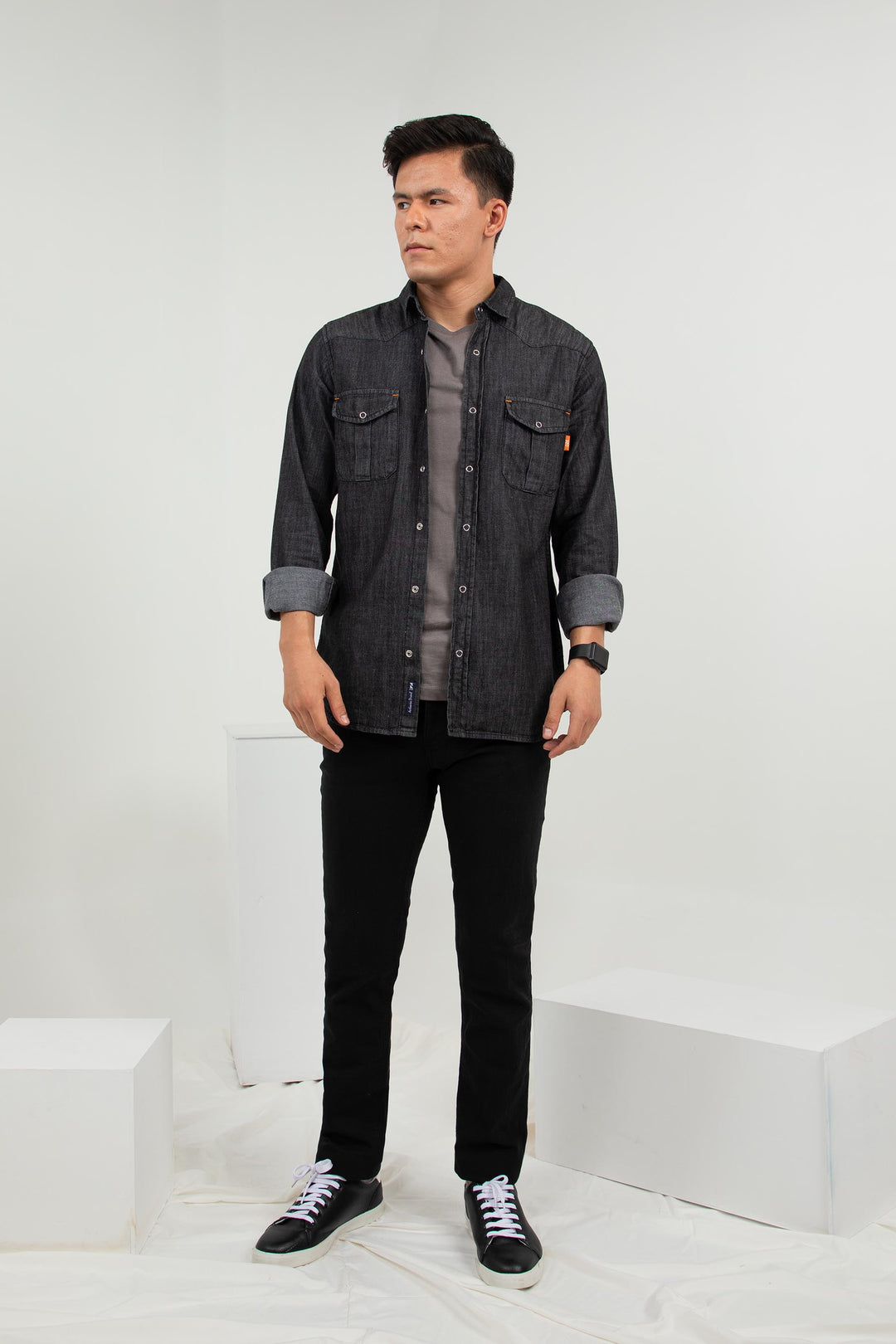 Washed Denim Shirt Black