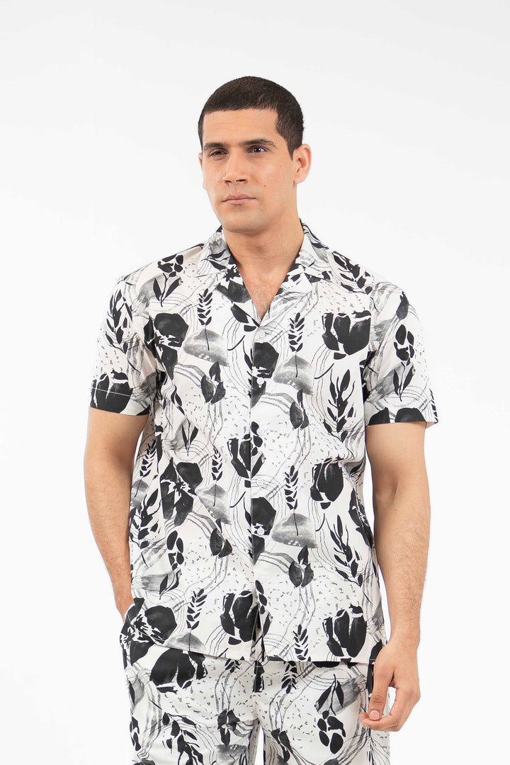 Floral Shirt White/Black