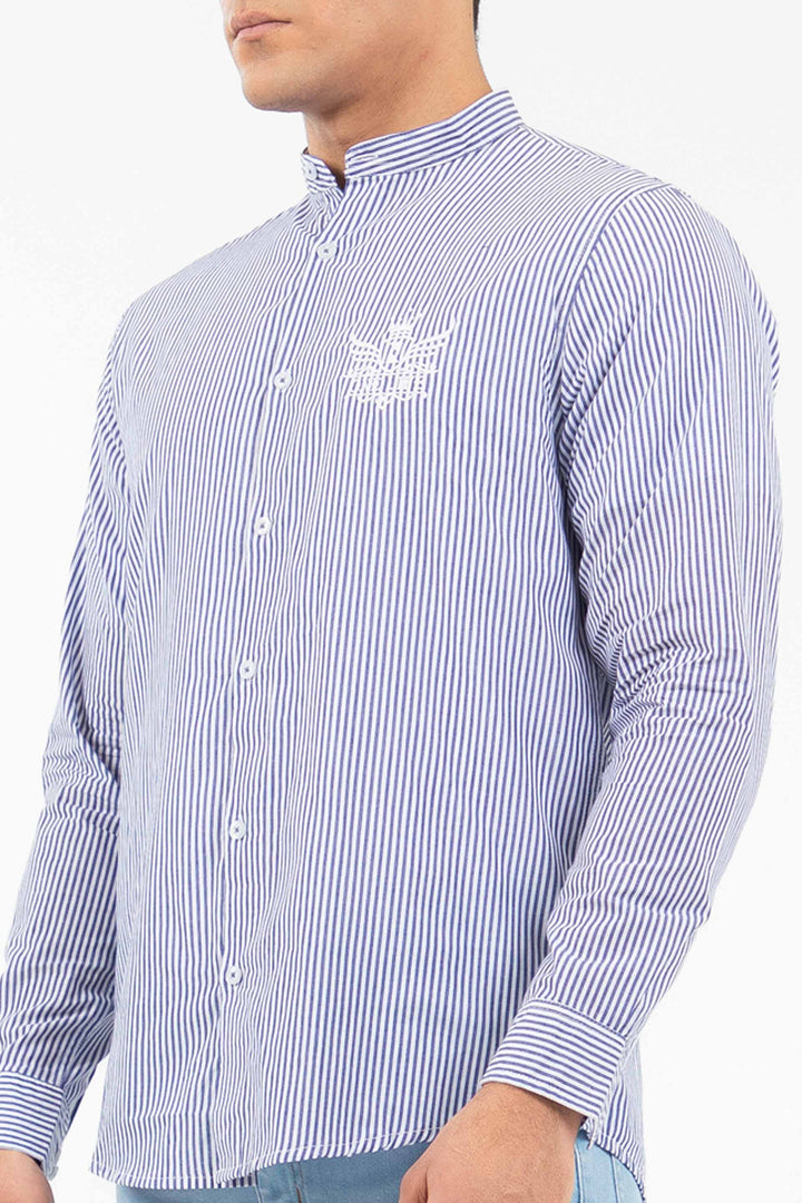 Embroidery Shirt Navy/White