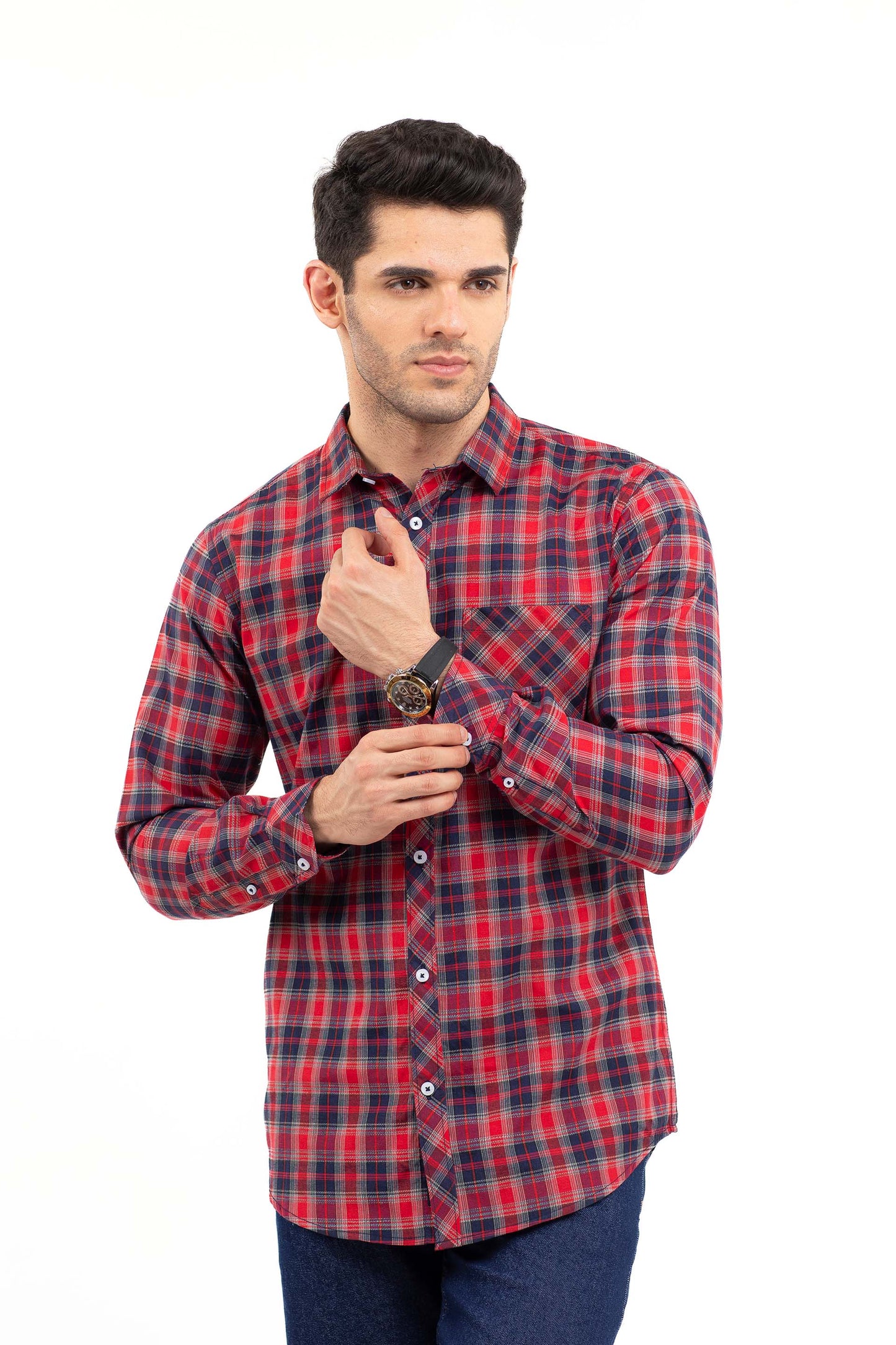Check Shirt Navy/Red – ONE