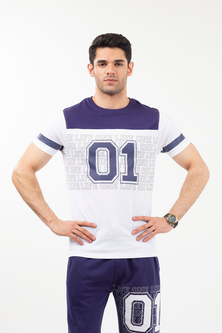 Sports Tee White/Navy