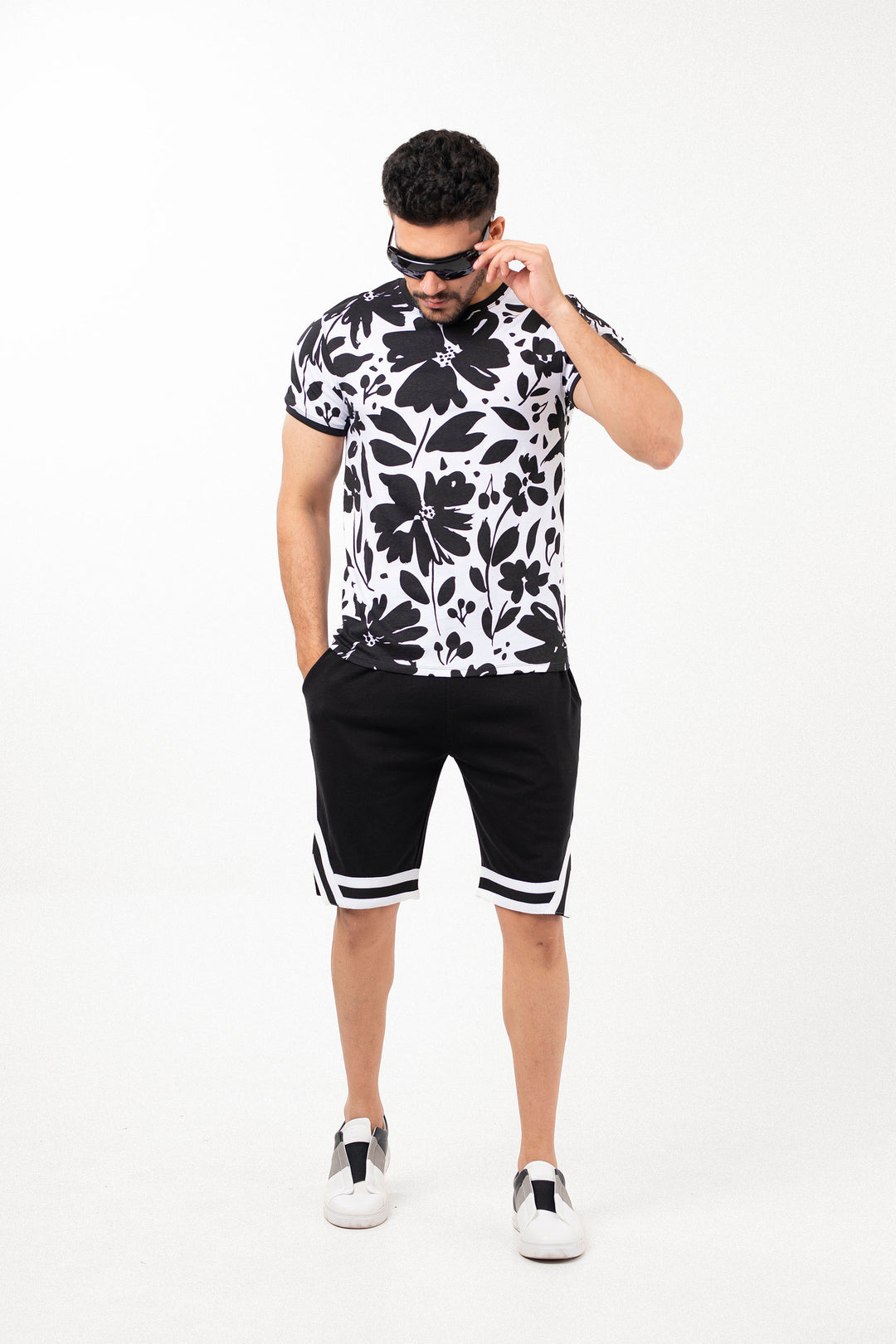 Floral Tee White/Black