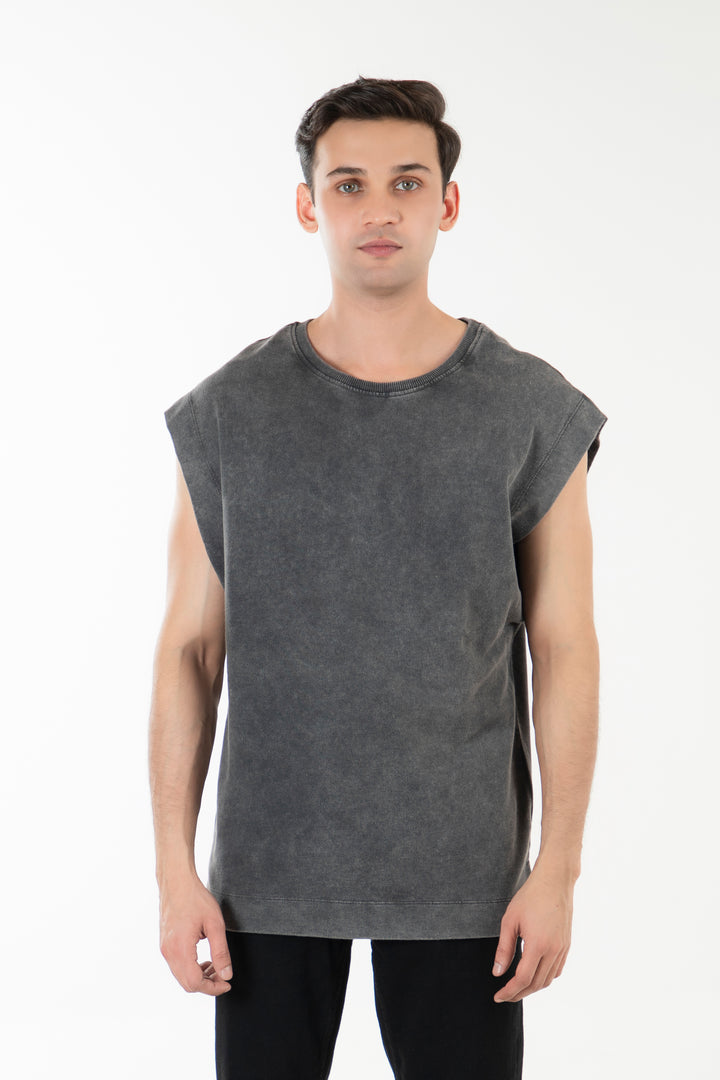 Drop shoulder sleeveless top