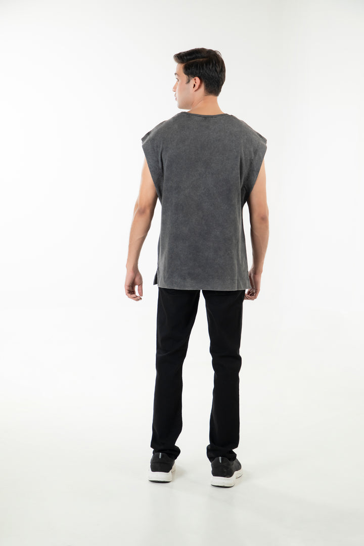 Drop shoulder sleeveless top