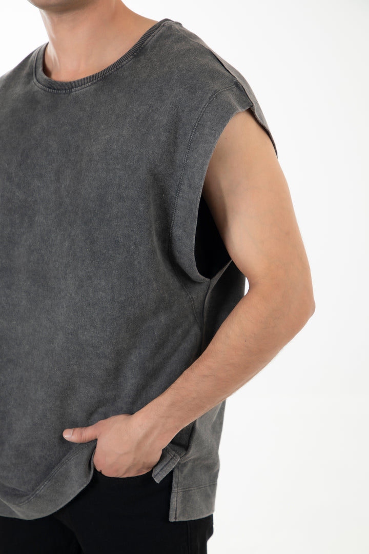 Drop shoulder sleeveless top