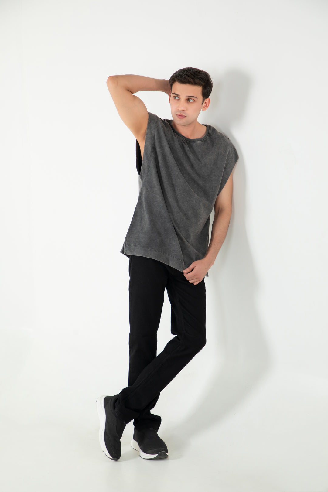 Drop shoulder sleeveless top