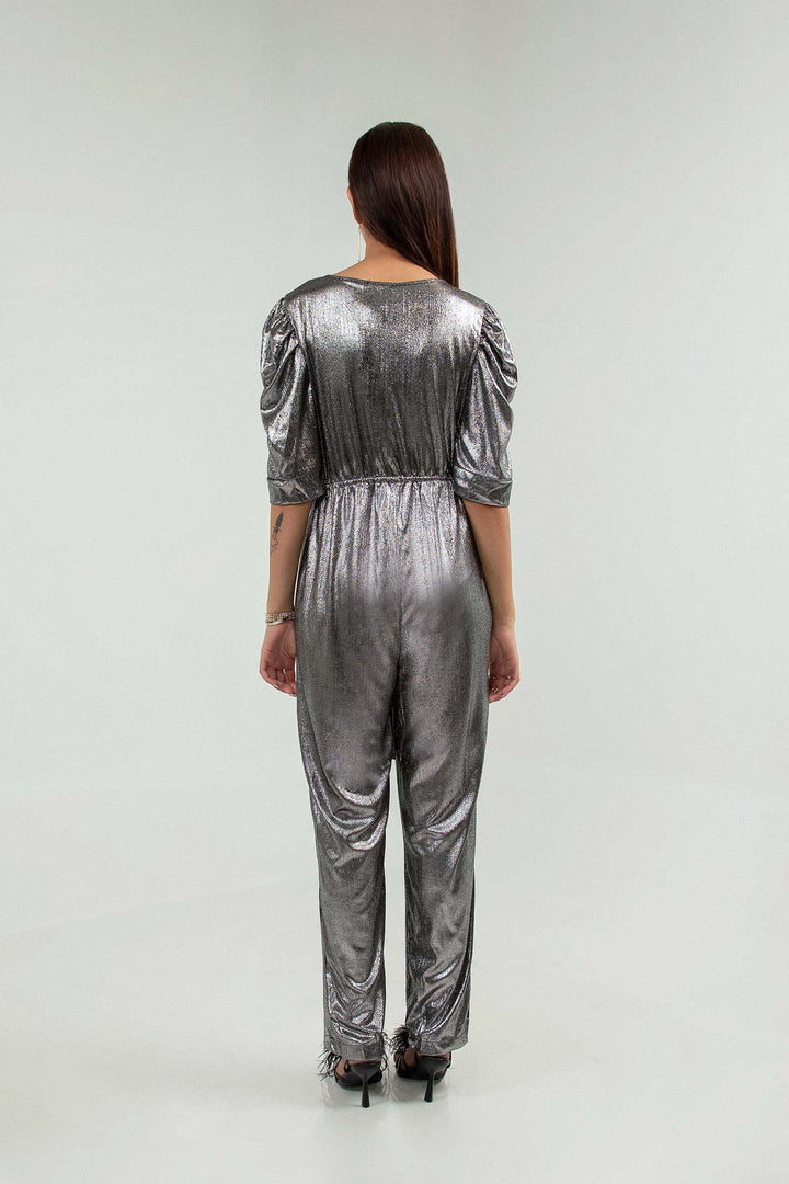 Draped Jumpsuit Metallic