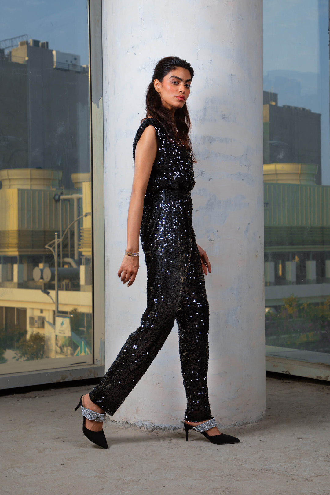 Sequined Jumpsuit Black