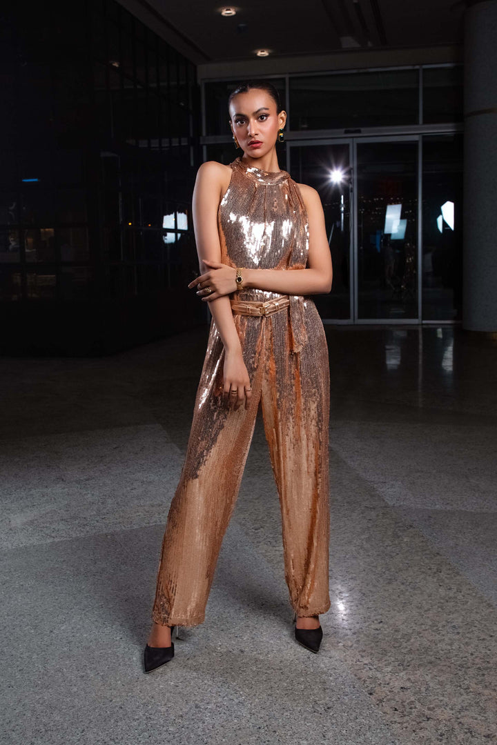 Sequined Jumpsuit Gold