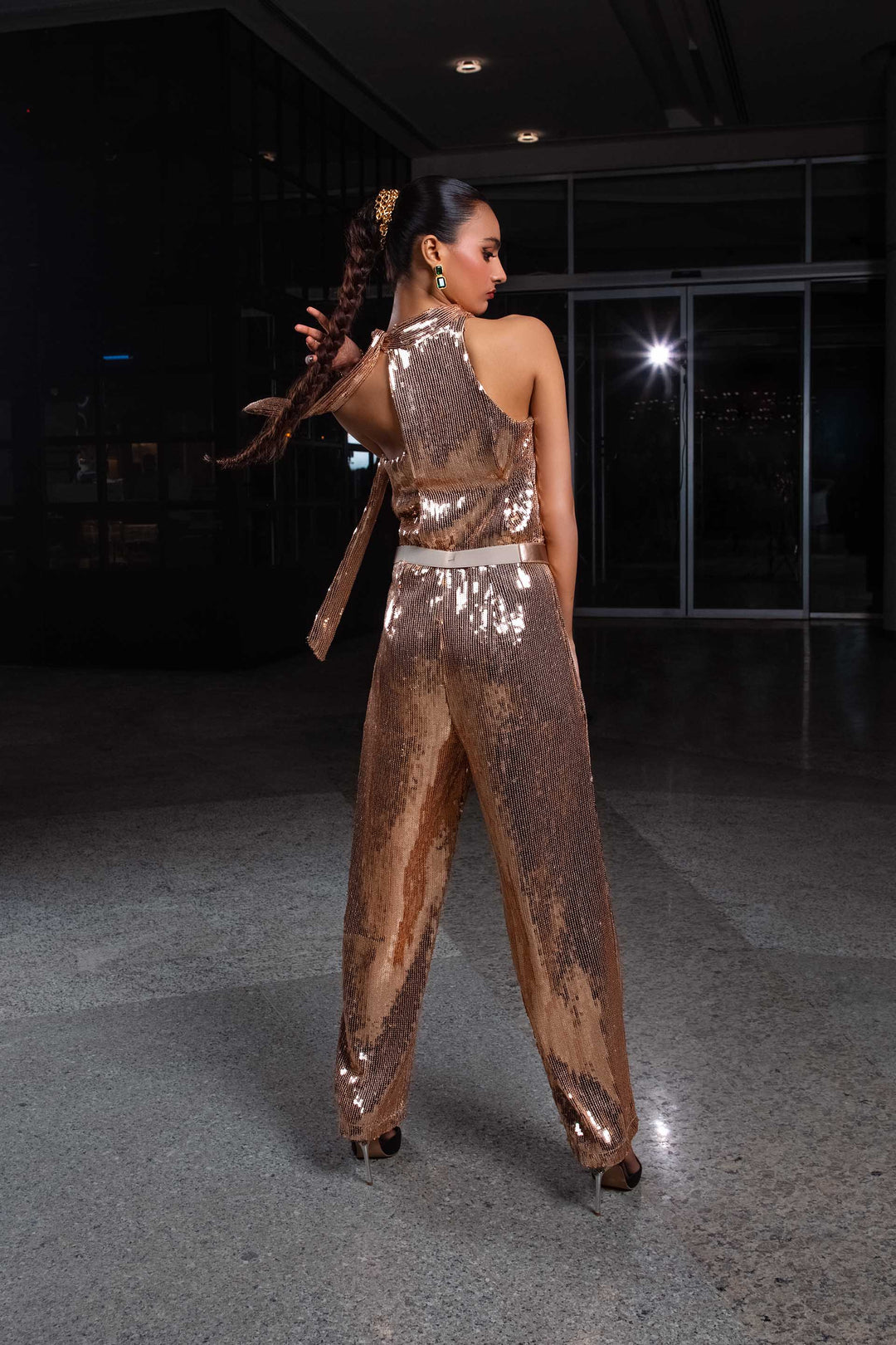 Sequined Jumpsuit Gold