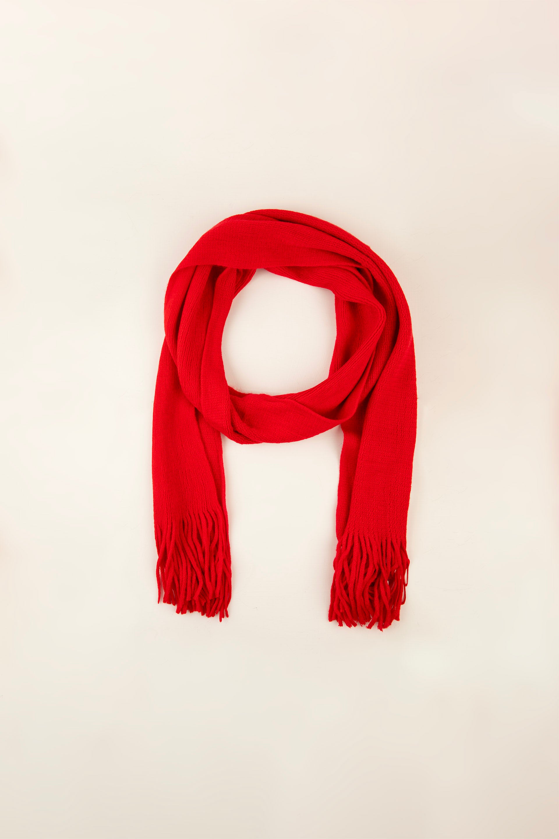 Fringed Scarf Red