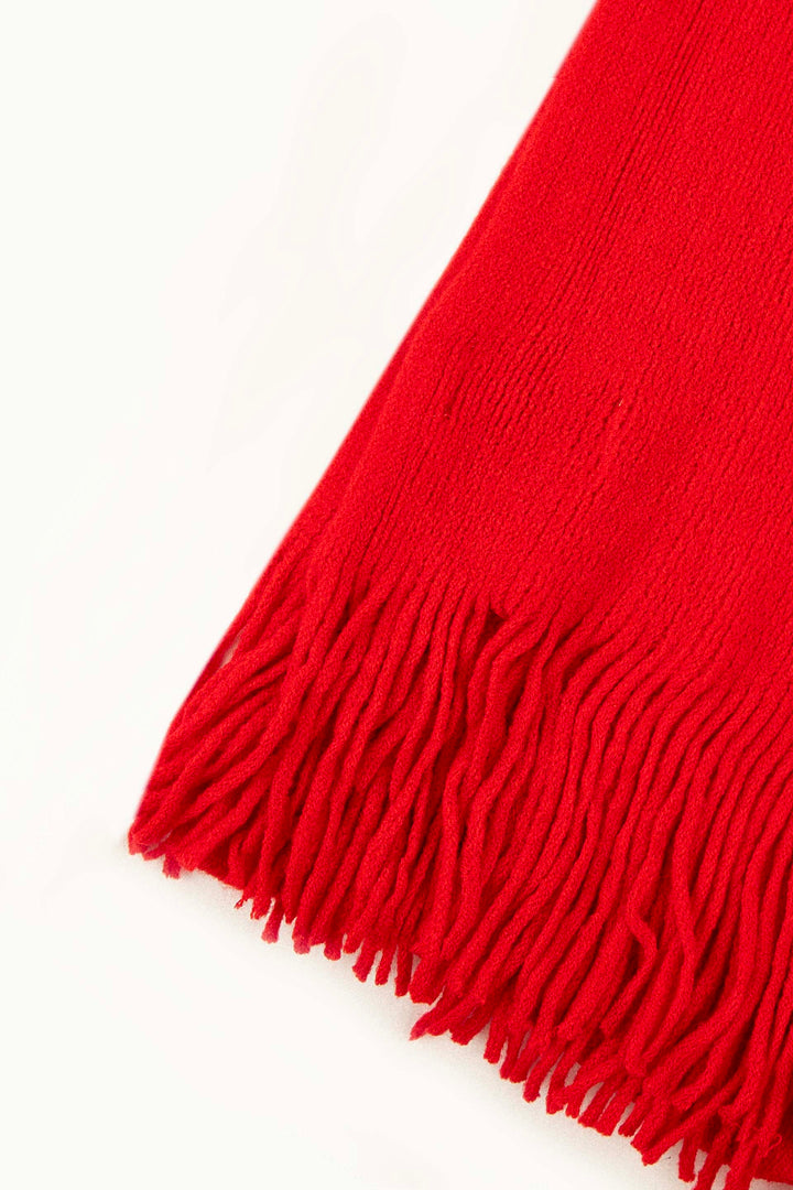 Fringed Scarf Red