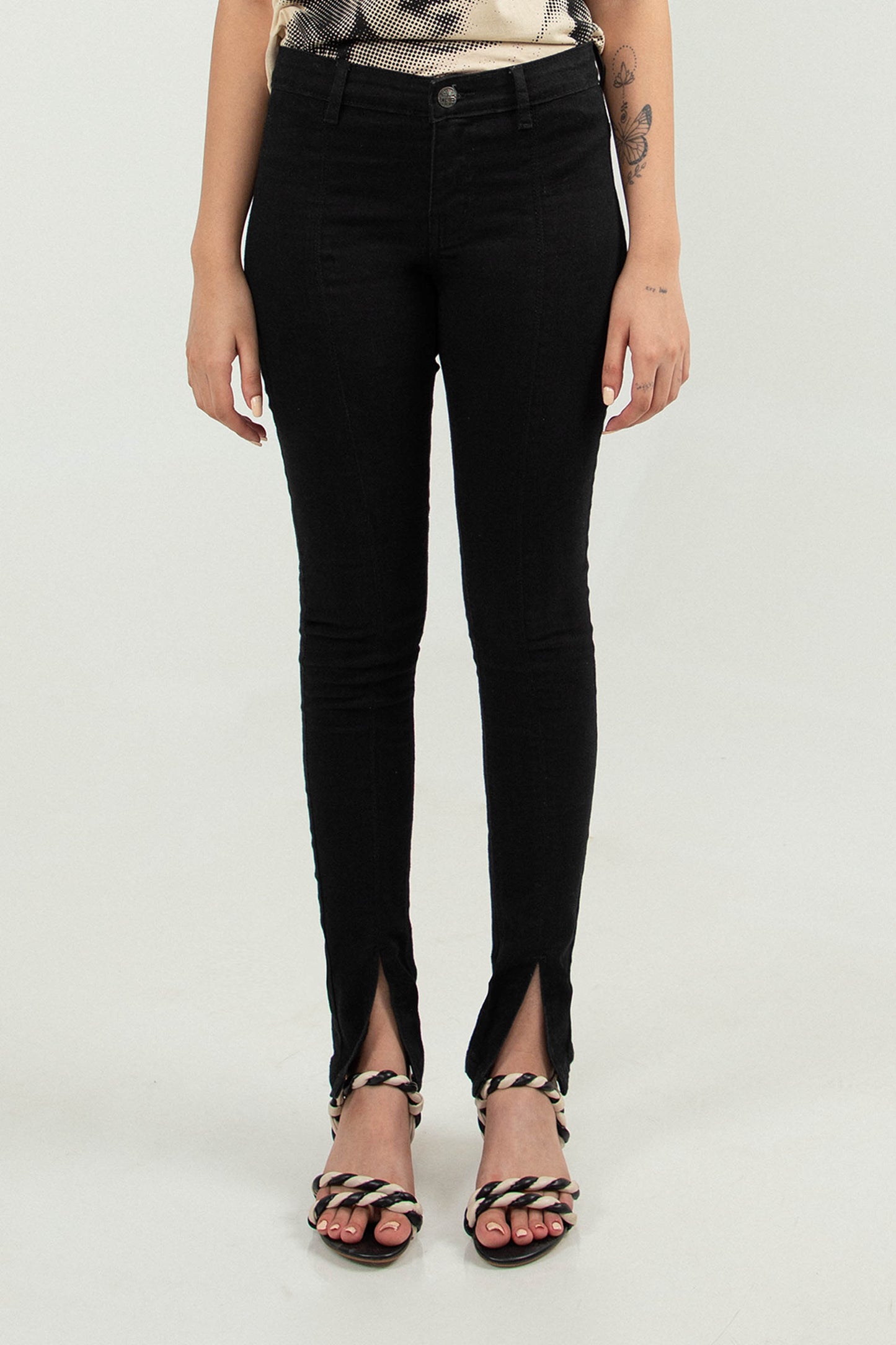 Slit Skinny Jeans Black