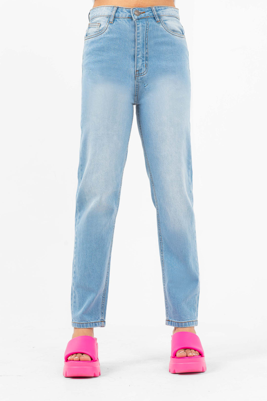 Cropped Mom Jeans Blue